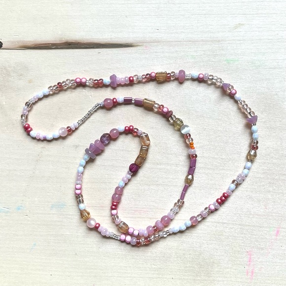 *sold* HANDMADE GLASS NECKLACE | Glass Chunkies One of a Kind Readymade Necklace - Picture 2 of 9